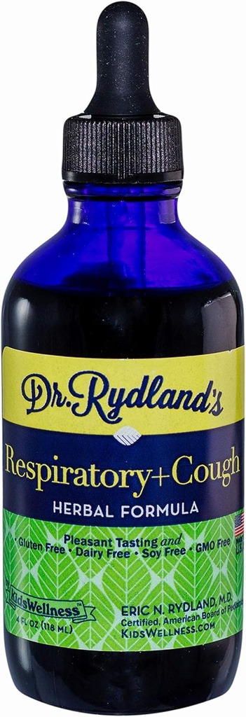 Dr. Rydlands Herbal Supplement | opprettet av KidsWellness | Trygg og effektiv for spedbarn til voksne | Respirasjon & Cough | Belaster kroniske bukser, kalde og influensa symptomer | 4 Ounce flaske