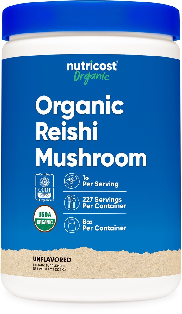 Nutricost Organic Reishi Mushroom pulver 0.5LB (8oz) - USDA Certified 100% organisk, vegetarisk, ikke-GMO, Glutenfri