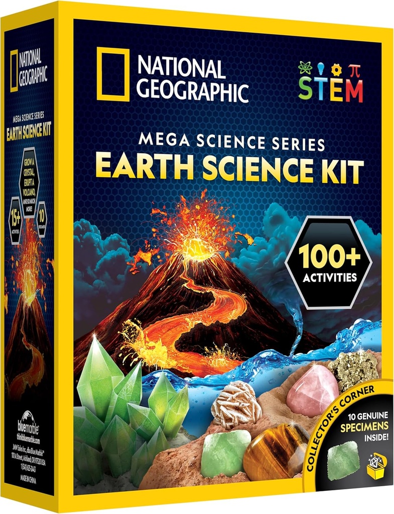National Geographic STEM Science Kit - 15+ Eksperimenter, Crystal Voksende, Volcano Kit, Dig Kits & Gemstones for barn - Eksklusiv