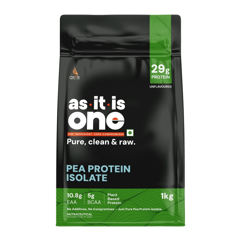 AS-IT-IS Ernæring Pea Protein Isolate | Designet for måltidstilskudd | Vegan Plante Protein | Lett å Digest - Vegan & Glutenfri Ingen Preservatives (1000 Gms / 35,2 Oz)