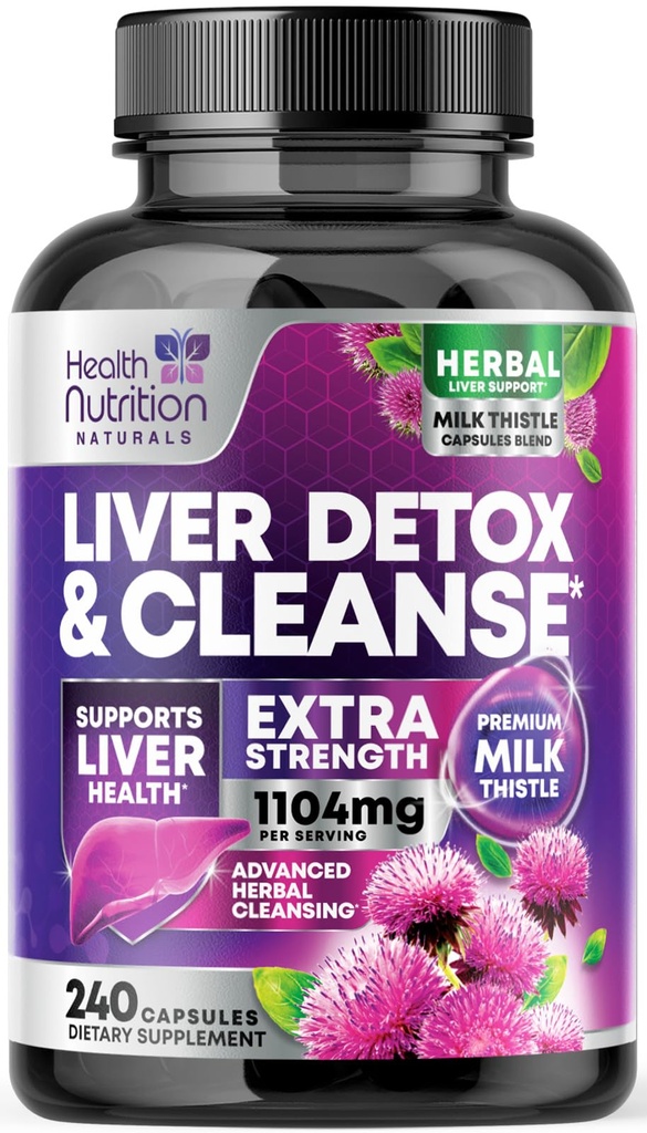 Gentle Liver Cleanse Detox & Repair Formula - Advanced Liver Support Supplement med Silymarin Milk Thistle, Dandelion Root, Artichoke Extract, Turmeric, Choline, & Beetroot - 240 Veggie Kapsler