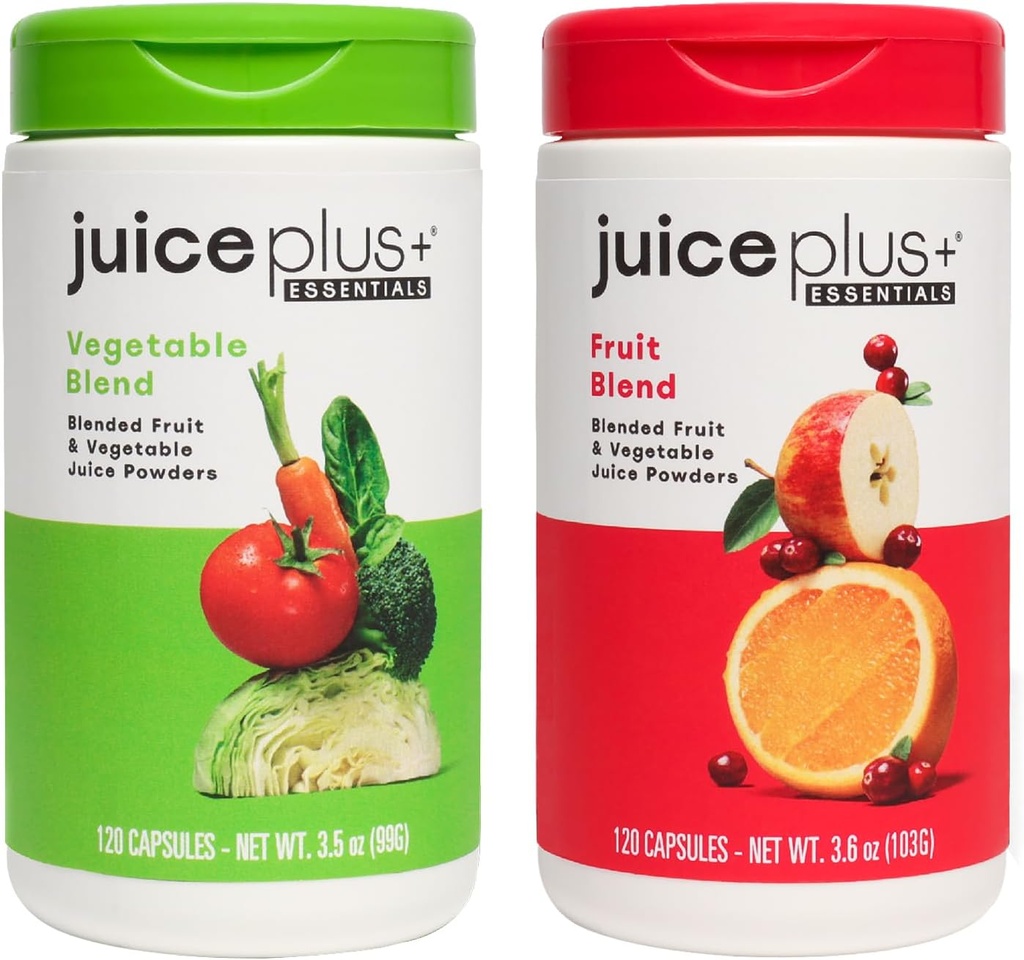 JuicePlus + Frukt og grønnsaker Blanding: for solid ernæringsstiftelse - Øke familiens helse med 20 frukter og grønnsaker Plus plante næringsstoffer - Forpakket 2 flasker (60 serveringer av frukt, 60 av veg)