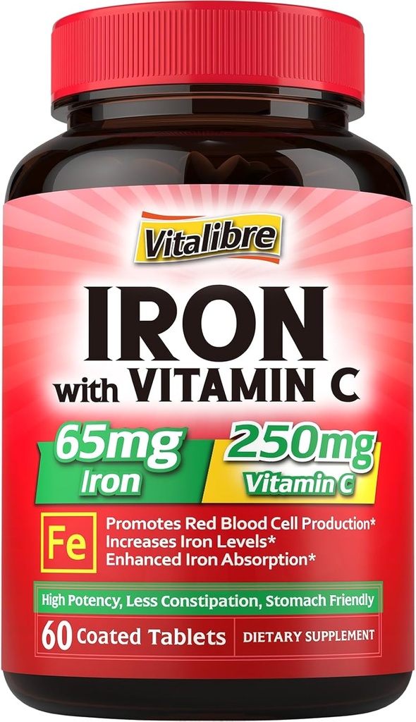 Iron Supplement med vitaminer C for jernmangel og magnesiumkompleks 10 i 1 for magnesiummangel