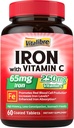Iron Supplement med vitaminer C for jernmangel og magnesiumkompleks 10 i 1 for magnesiummangel