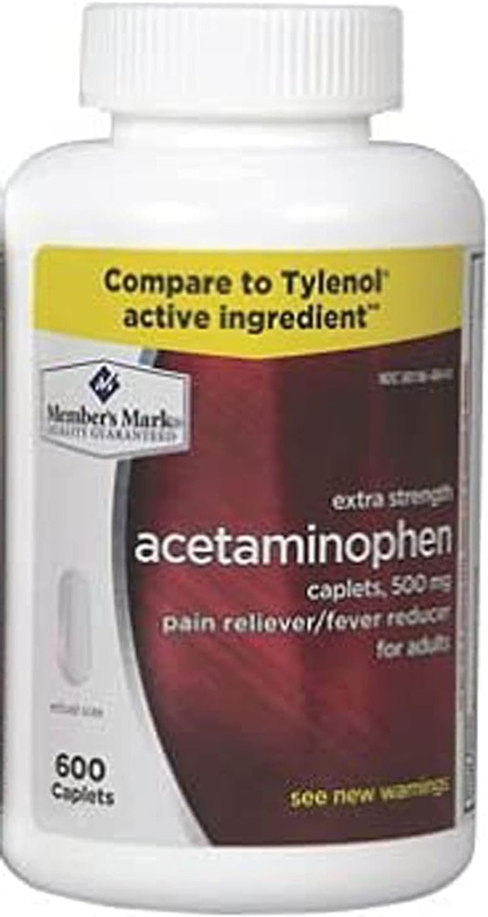 Acetaminophen Generic 500 mg Ekstra styrke - 600 Caplets