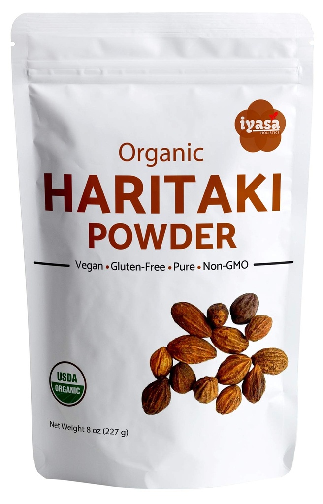 Iyasa Holistics Organic Haritaki Fruktpulver Harde Harad Terminalia Chebula Kadakapudi 8Oz 225Gm Digestion Gass Relief Sunn Bowel funksjon Ayurveda Superfood Forseglbar Pouch