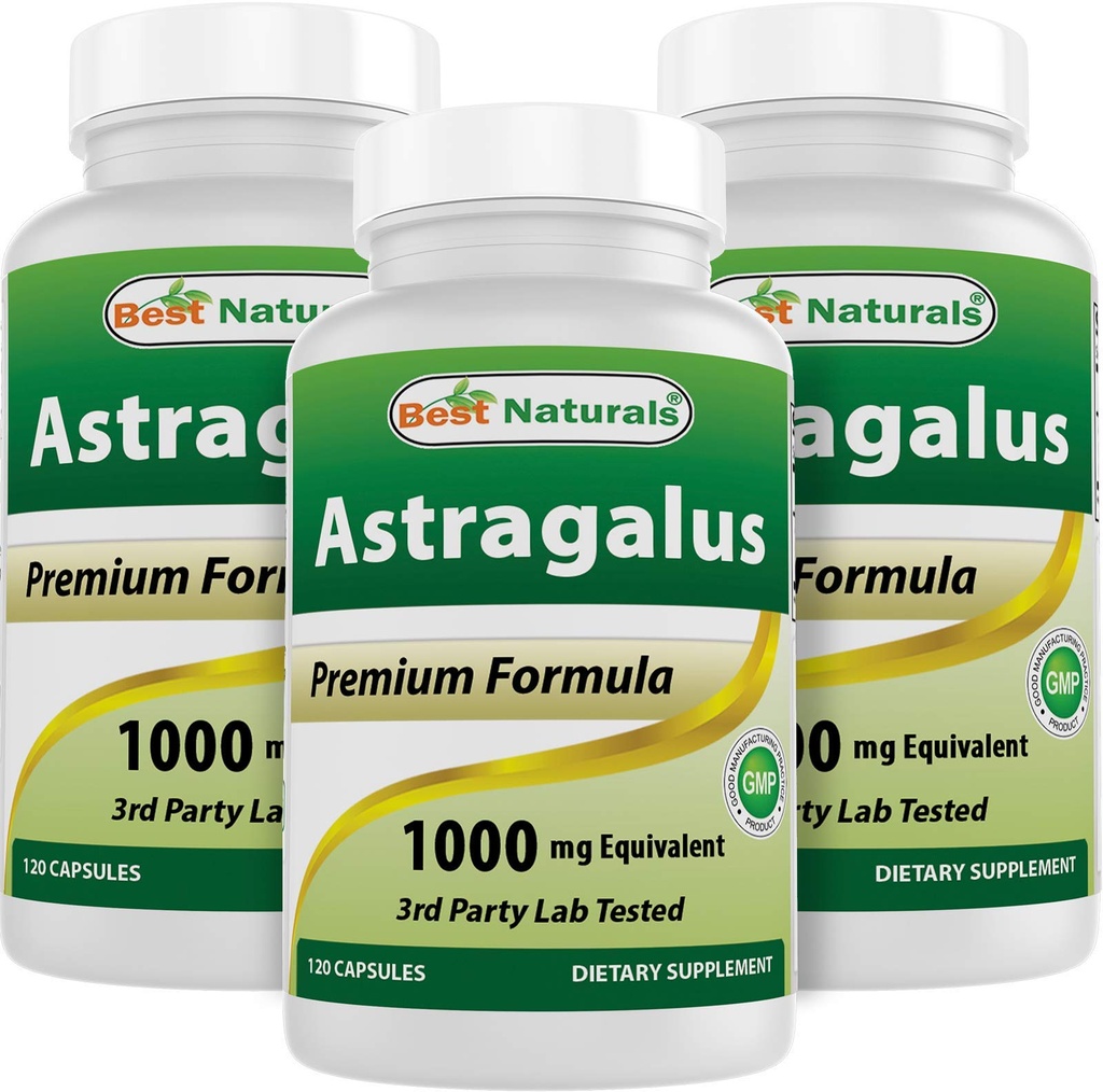 Beste Naturals Astragalus Capsule, 1000 mg, 120 Count (Pack of 3)