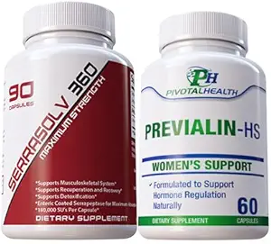 Serrraolv 360: Ekstra styrke Fibrood pakke - Oppløse Fibroider raskt (Serrasolv 360 90 Cap & Previalin 60 Cap) Hjelper også med blooding, discomfort og balanserende hormoner