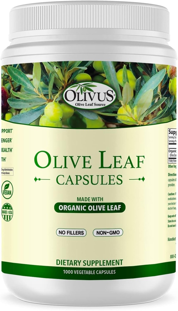 Olive Leaf Capsules Bulk 1000 Ct - 550 mg Grønnsaker Kapsler - Rent organisk Olive Leaf pulver uten fyllemidler - Immunstøtte Antioksidant Supplement