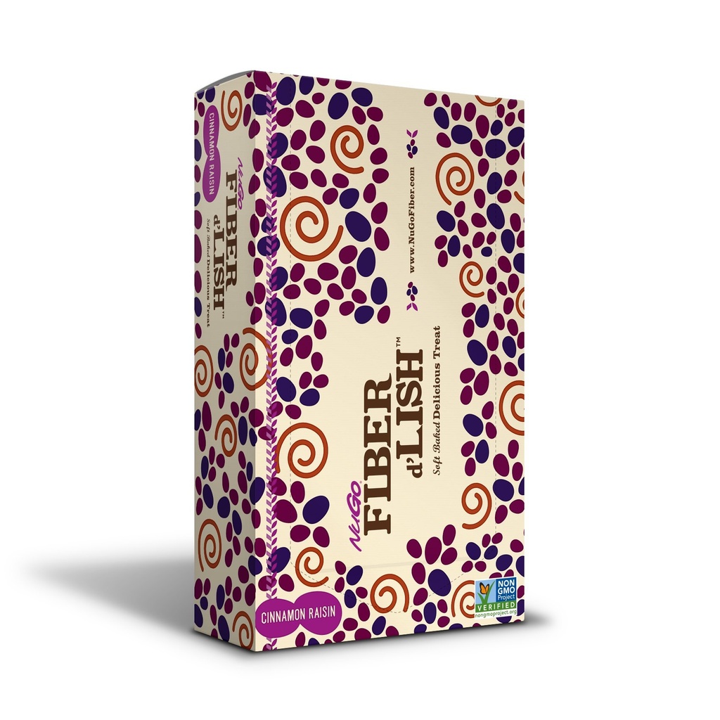 NuGO Fiber d'Lish Cinnamon Raisin, 12g High Fiber, Vegan, 150 kalorier, 1,6 Ounce , 16 greve(Pack of 1)