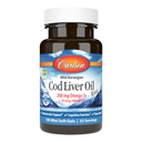 Carlson - Cod Liver Oil Minis, 280 mg Omega-3s + Vitaminer A & D3, hjerte støtte og kognitiv funksjon, Visjon helse, 100 Mini Softgels