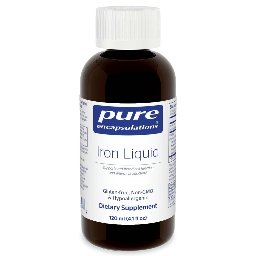 Rene innkapsler Jernvæske | Hypoallergenic Supplement støtter Hemoglobin og Myoglobin funksjon | 4,1 fl. oz.
