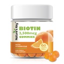 Naturens nøkkel Biotin Gummies med vitamin C og E, støtte hår negler vekst og vakker hud for kvinner menn og barn, vegansk, orange flavors 60 greve