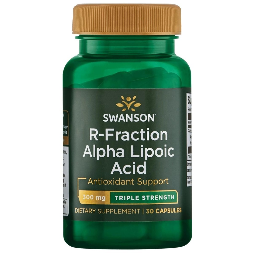 Swanson Triple Styrke R-Fraksjon Alpha Lipoic Acid - fremmer sunnt blodtrykk og leverer viktige næringsstoffer - (30 kapsler, 300 mg hver)
