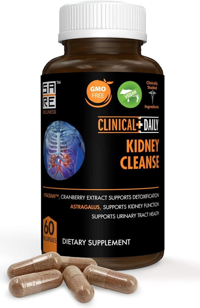 Clinical Daily Herbal Nurnal Cleanse Detox Supplement, organisk vitaminer med Cranberry, Astragalus, Uva Ursi piller for blader helse for kvinner og menn- 60 Vegan kapsler