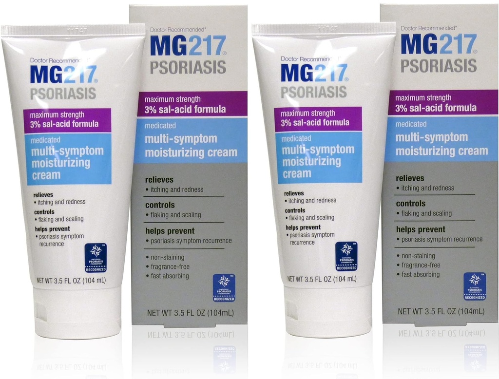MG217 Medisinert Moisturizing Psoriasis Cream med 3% salicylsyre, multi-Symptom, Fragrance Free, 3,5 Fl Oz, (5604) (Pack of 2)