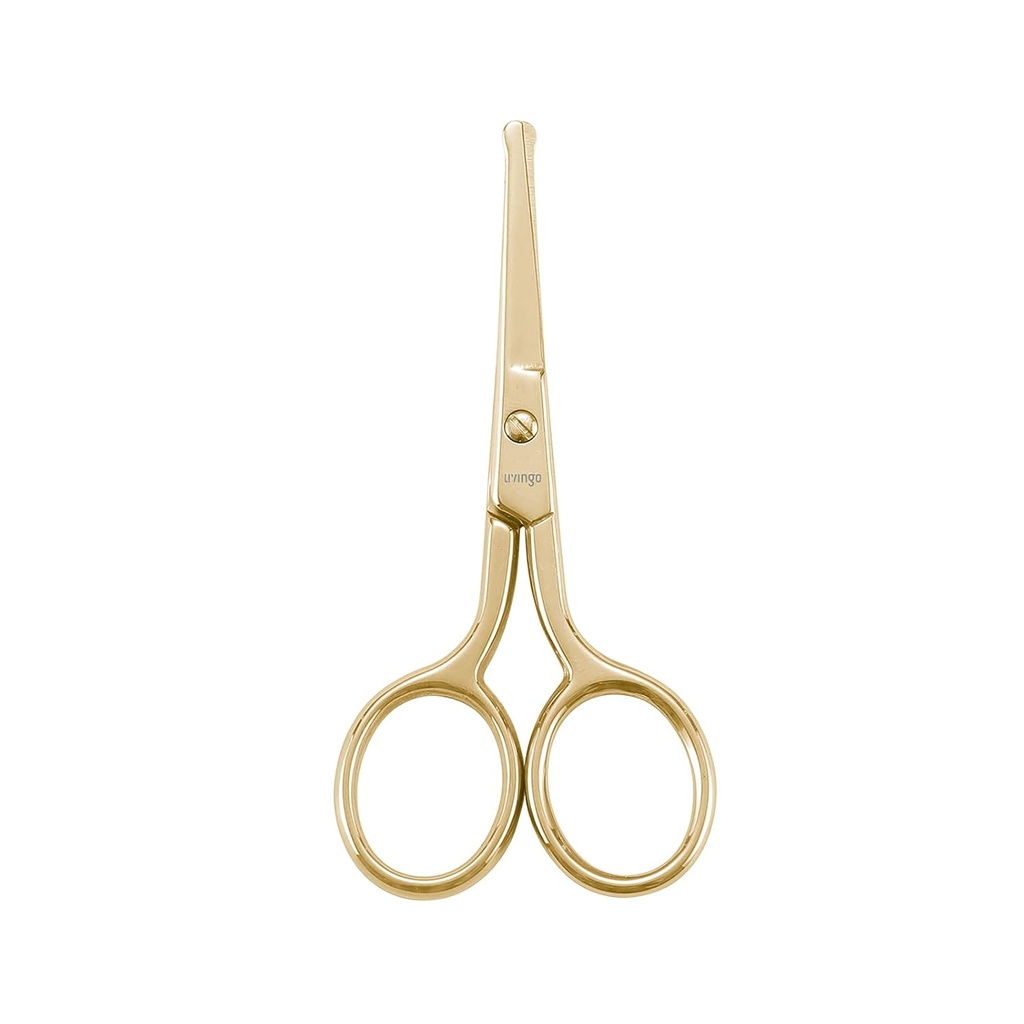 LIVINGO Profesjonell Nese Hair Scissors, Multi-purpose rustfritt stål rundet tip Straight Blade, Facial Hair Beard Eyebrows øre Trimming Beauty Grooming Tool for menn og kvinner, 3,5\" Gull