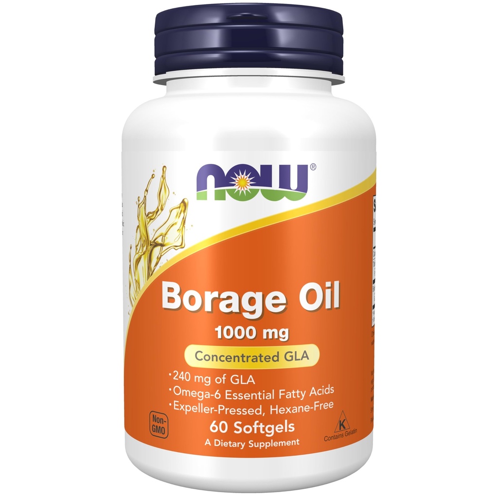 NU Mattilskudd, boreolje 1000 mg med 240 mg GLA (Gamma Linolenic Acid), 60 Softgels