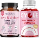 SMNutrition PMS støtte Gummies & Myo-Inositol & D-Chiro Inositol  Hormone Hormon Balancing Bundle med 40:1 Ratio Inositol Supplement (30 Serveringer) og Herbalsyklus støtte Gummies for kvinner (30 Serveringer)