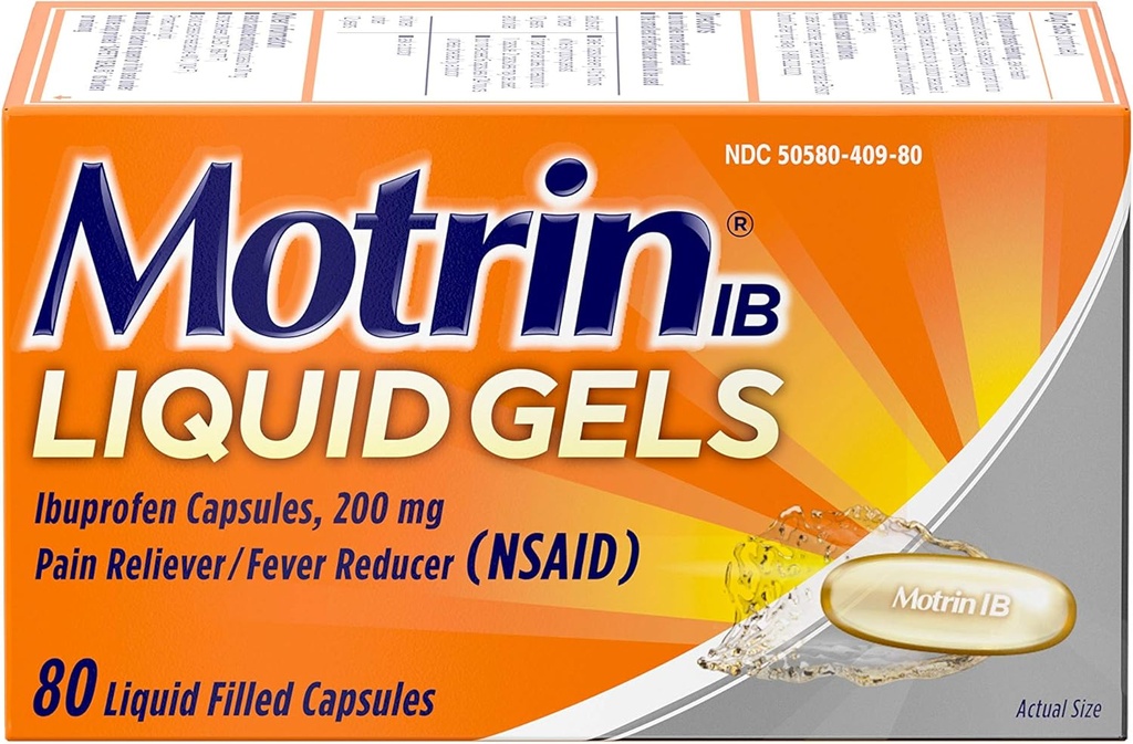 Motrin IB 200mg Ibuprofen flytende Gel smerte Reliever / Fever Reduser for smerte og smerte, 80 ct