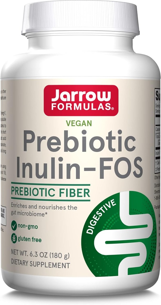 Jarrow Formulas® Prebiotic Inulin FOS Prebiotic Fiber Supplement, 6,3 Oz, Prebiotika for Gut Helse og Digestive Support, ca. 47 Serveringer