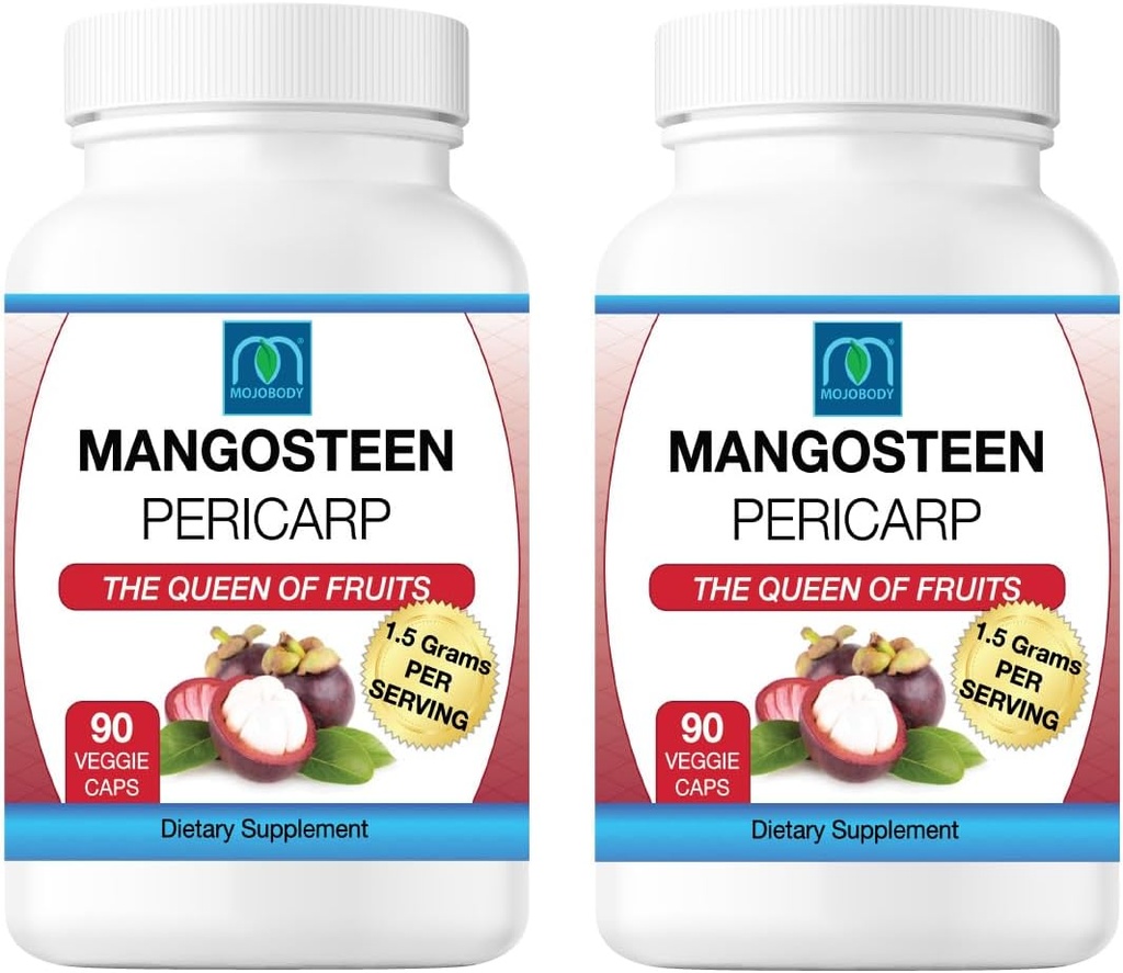 Freeze tørket mangosteen pericarp kapsler 2PK, 1,5 gram per servering, 90 Veggie kapsler per flaske, Xanthone rik