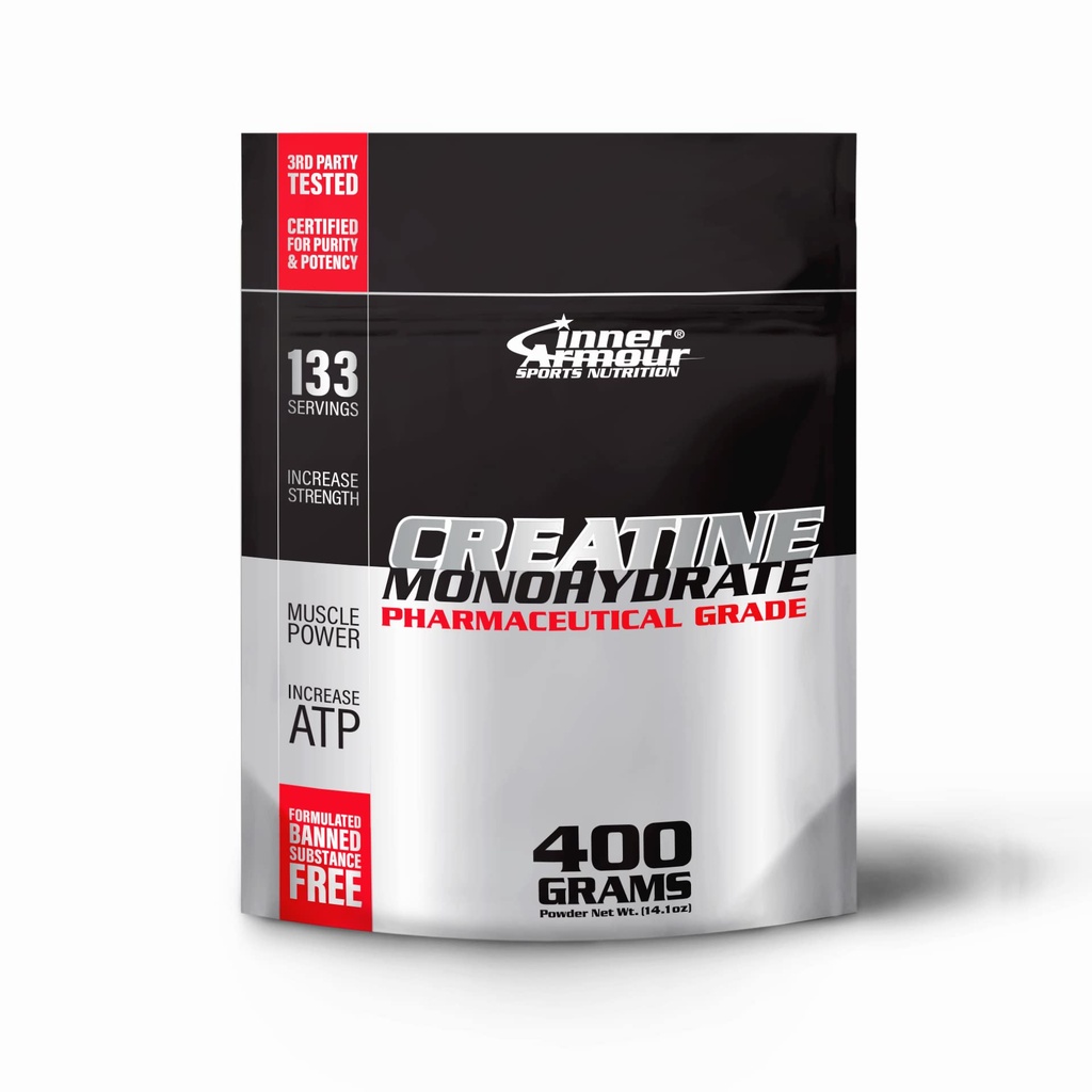 Mikronisert kreatinmonohydratpulver - Øk muskelstyrke og utholdenhet - Rask oppløsning, Flavor-fri, Vegan Fitness Supplement, Keto Vennlig - 400 gr eller 133 Services