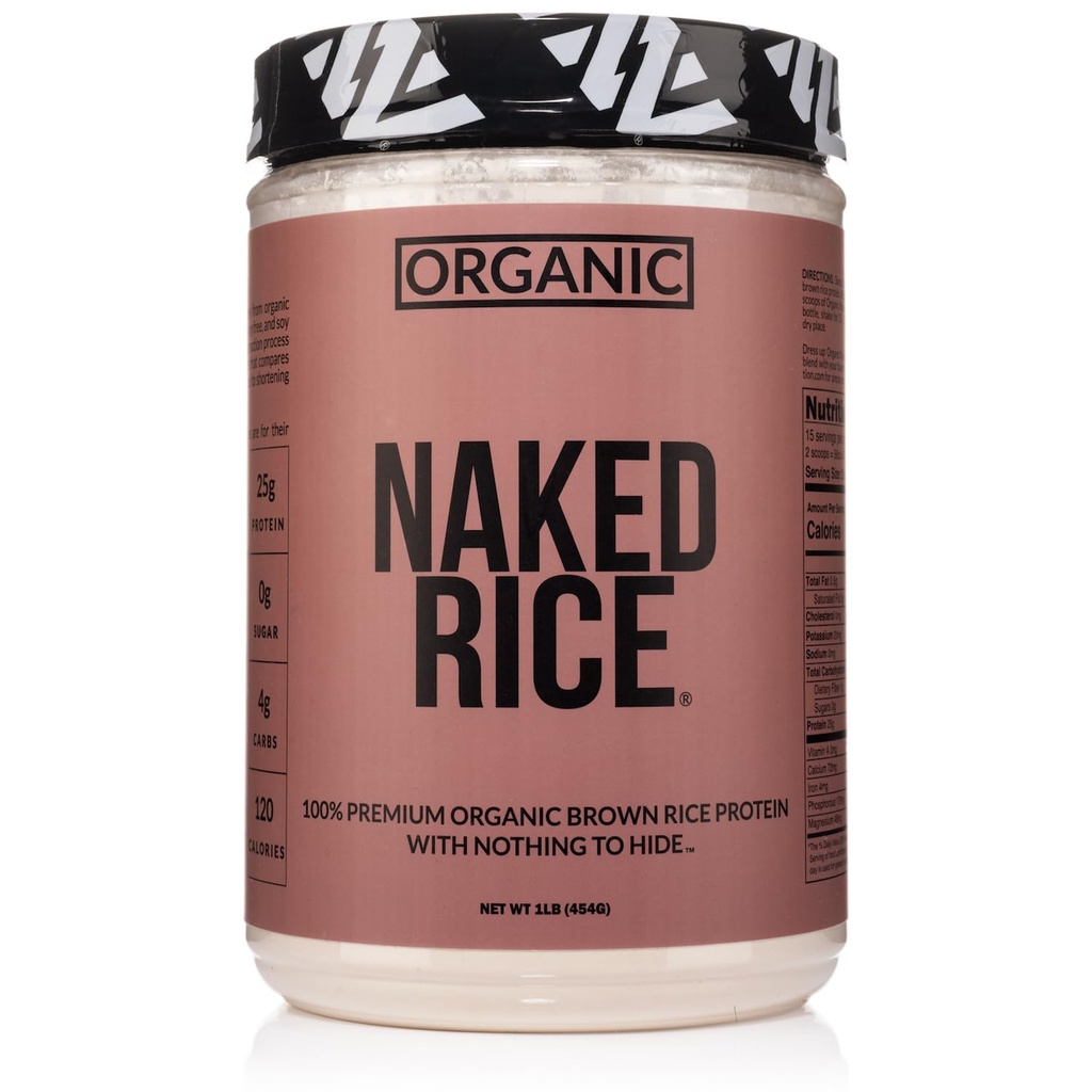Naken Rice 1Lb - Organic Brown Rice Protein pulver - Vegansk Protein pulver, GMO gratis, Glutenfri og soya gratis. Plantebasert protein, ingen kunstige ingredienser - 15 Serveringer