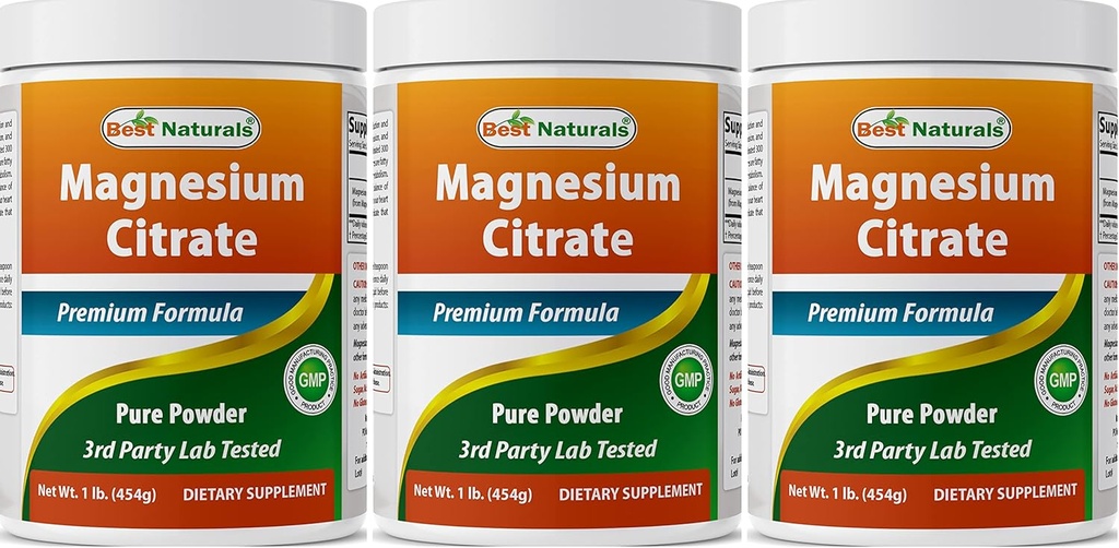 Best Naturals Magnesium Citrate Powder 1 pund (1 LB (Pack of 3))
