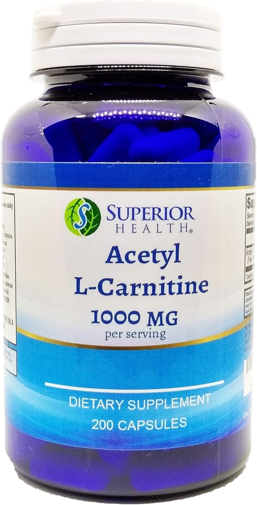 Superior helse L-karnitin 200 kapsler - 500 mg per kapsel