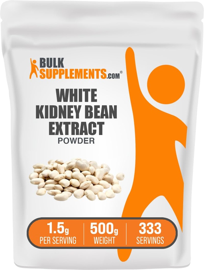 BulkSupplements.com Hvit Nyrebønne ekstrakt pulver - Hvit Nyrebønne pulver - Herbal Supplement - Glutenfri, 1,5g per servering, 500g (1,1 lbs) (Pack of 1)