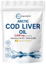 Cod Liver Oil 2.000mg Per Servering, 360 Softgels | Burpless Lemon Flavored – Rich i Omega 3, Vitaminer A & D3, EPA, DHA | Wild Fanget Arctic Deep Sea Fish | hjerte, hjerne, og immuntilskudd