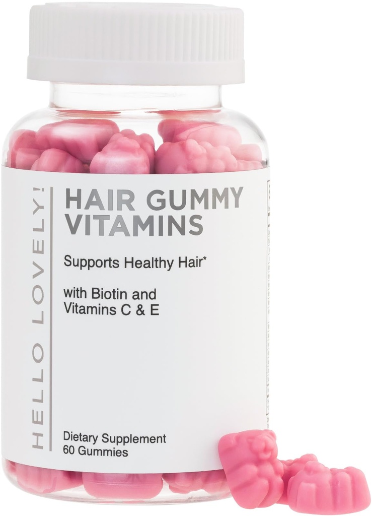 Hår vitaminer Gummier - Biotin 5000 mg med vitamin E, C & Zink, Hårvekst Vitaminer for kvinner og menn - Sterkere, vakkert hår, hud og negler Supplement, ikke-GMO & Glutenfri - 60 Gummy Bjørne