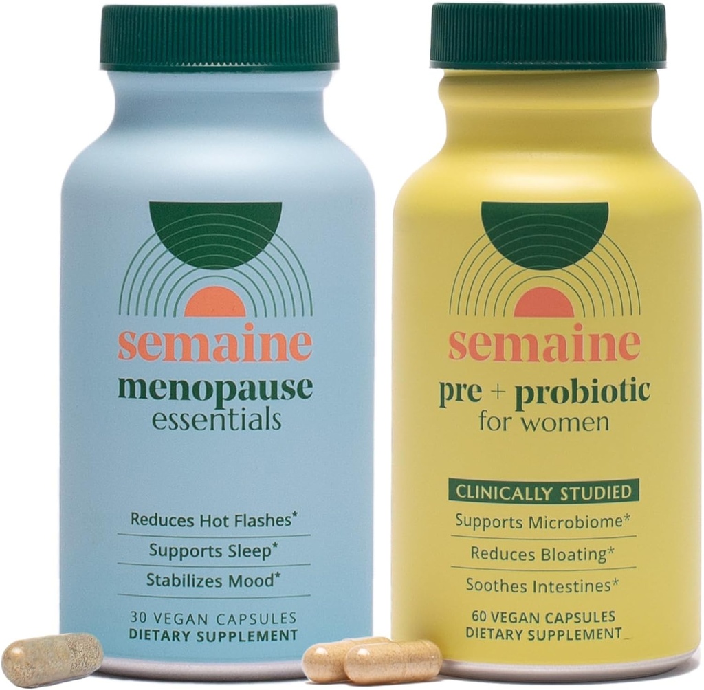 Peri/Menopause & Gut Helse Bundle - Ease Bloating, Indigestion, Hot Flashes & Tynnhår. Støtte Mood, søvn, hormoner og immunitet | 1 måneds forsyning