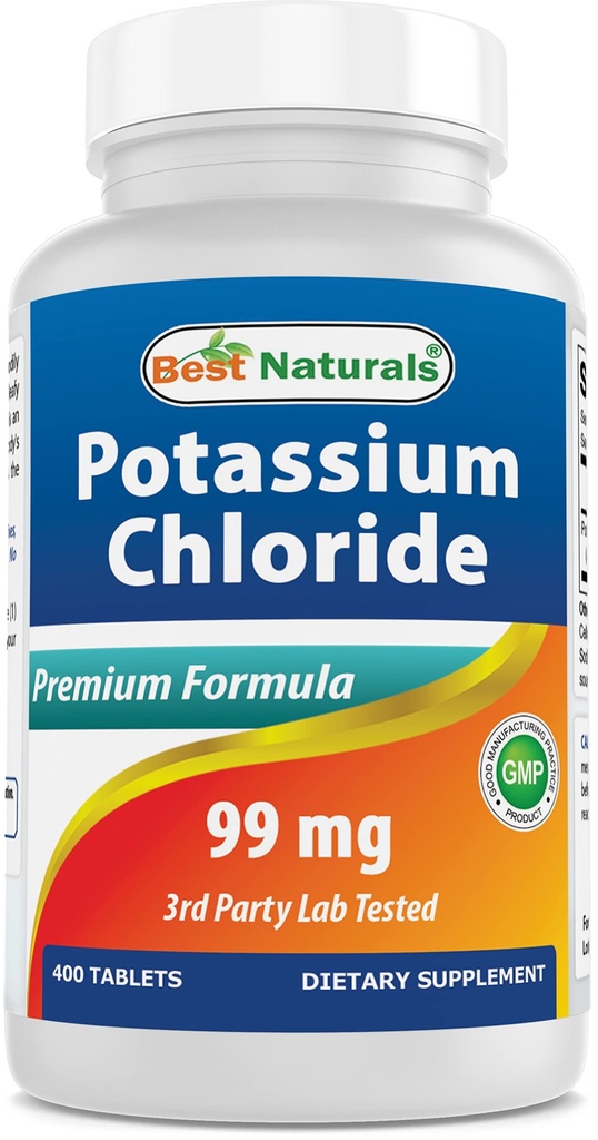 Beste Naturals Kalium kloride Supplement 99mg 400 tabletter - 3rd Party Lab Testet