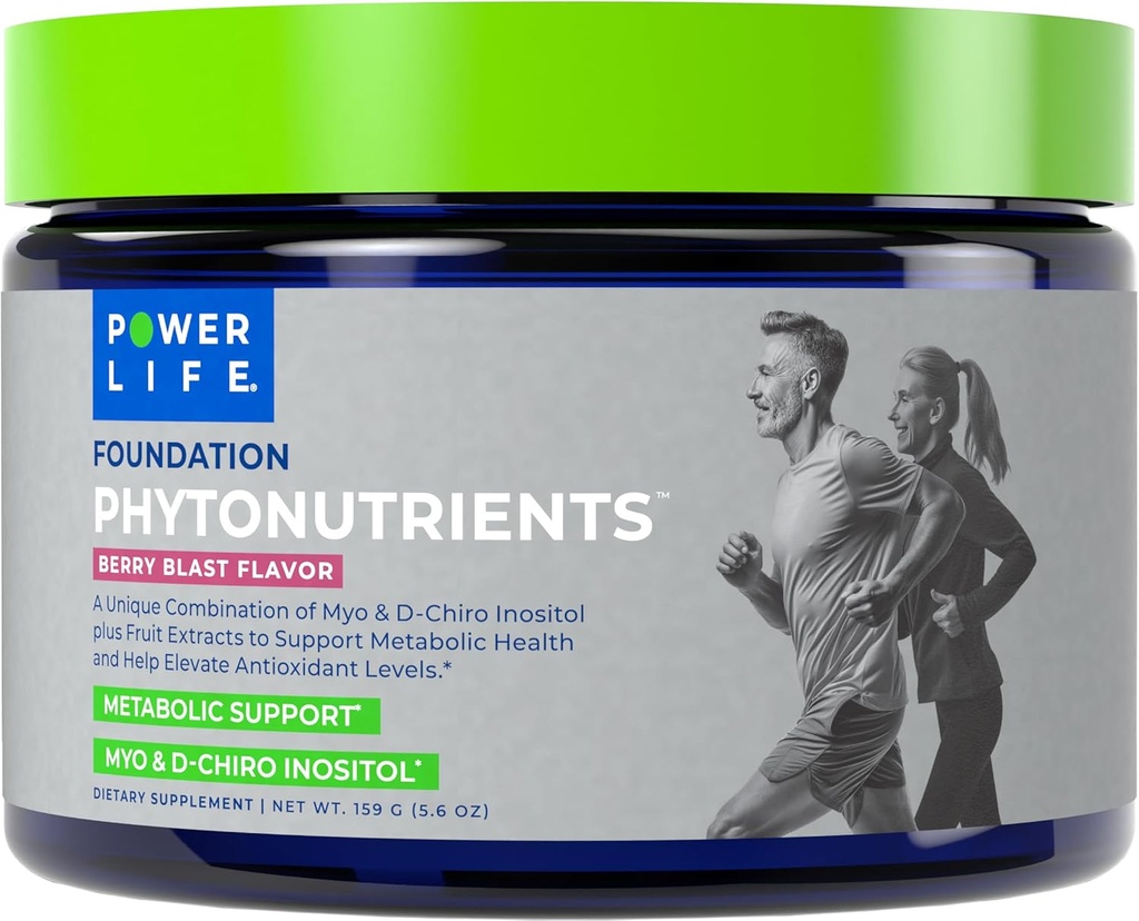 POWERLIFE - Foundation Phytonutrienter - Myo-Inositol & D-Chiro-Inositol pulver med beit rot, kokosvann og antioksidant rik superfrukter - 30 serveringer