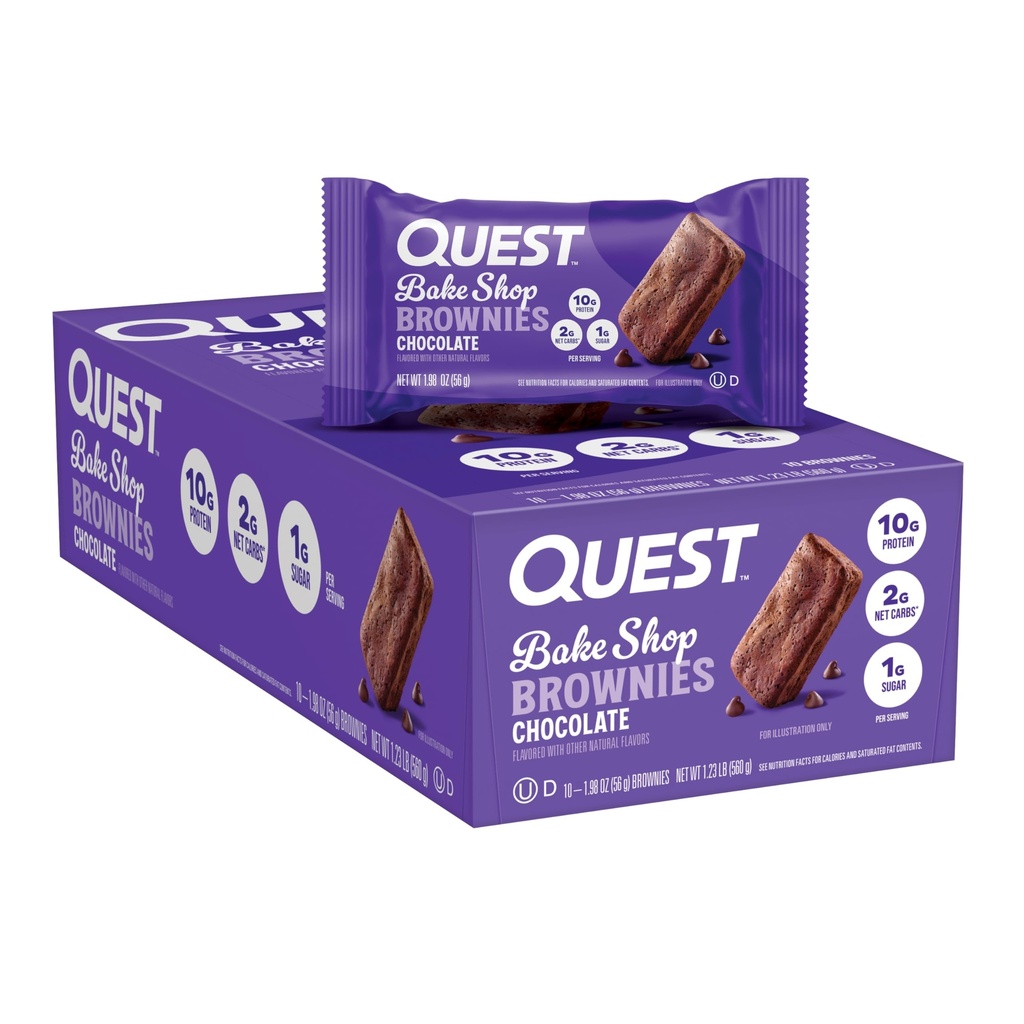 Quest Nutrition Bake Shop, Sjokolade Brownies, 10g Protein, 2g Net Carbs, 1g Sukker, Protein Snack, 10 greve