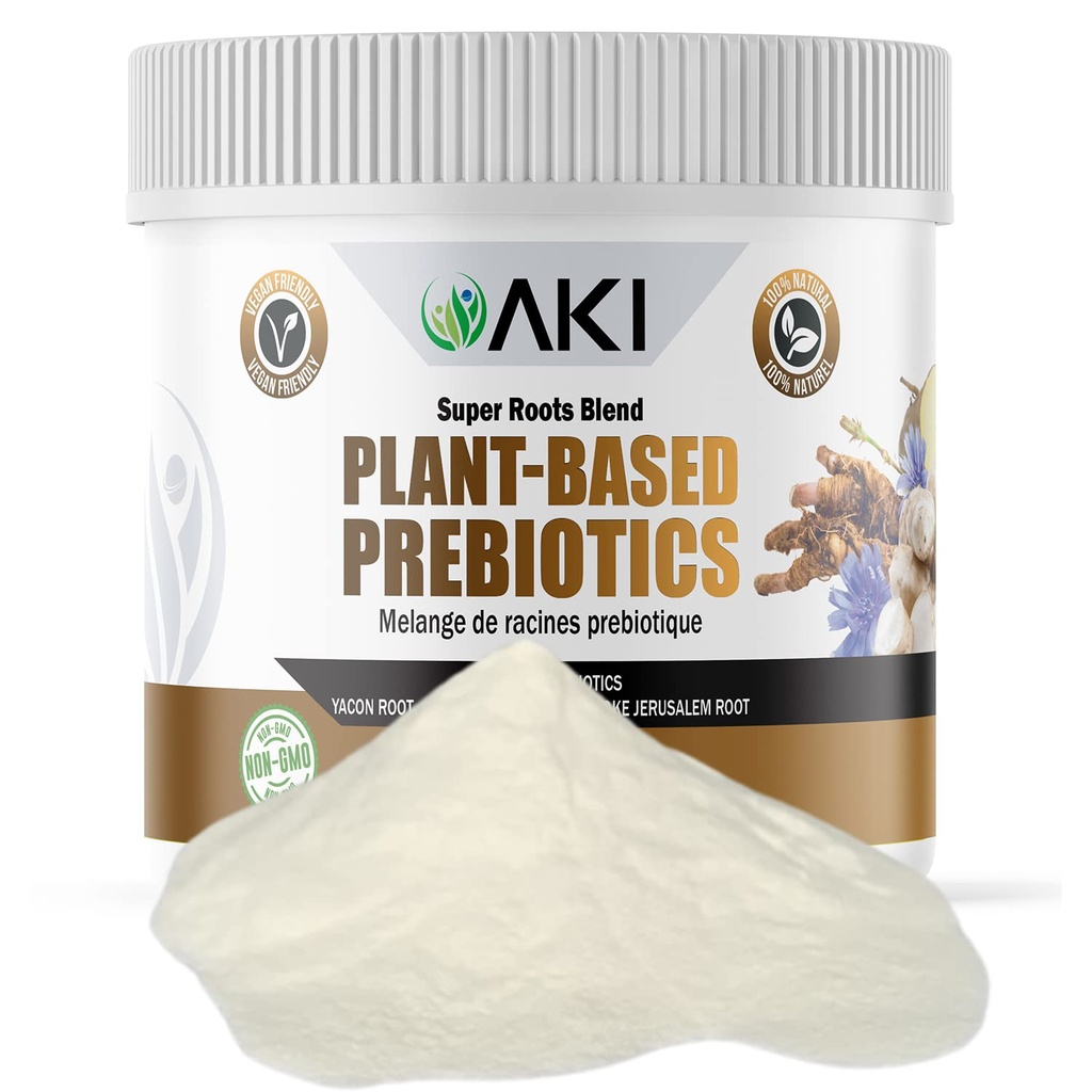 AKI Plant-basert prebiotisk blanding (6oz/170g) - Ideell kilde til FOS & Inulin - Nourish Intestinal Flora & Immunity - Ideell for proteinshake, juice, smoothies - Keto Vennlig, Vegansk, Gluten & GMO Gratis
