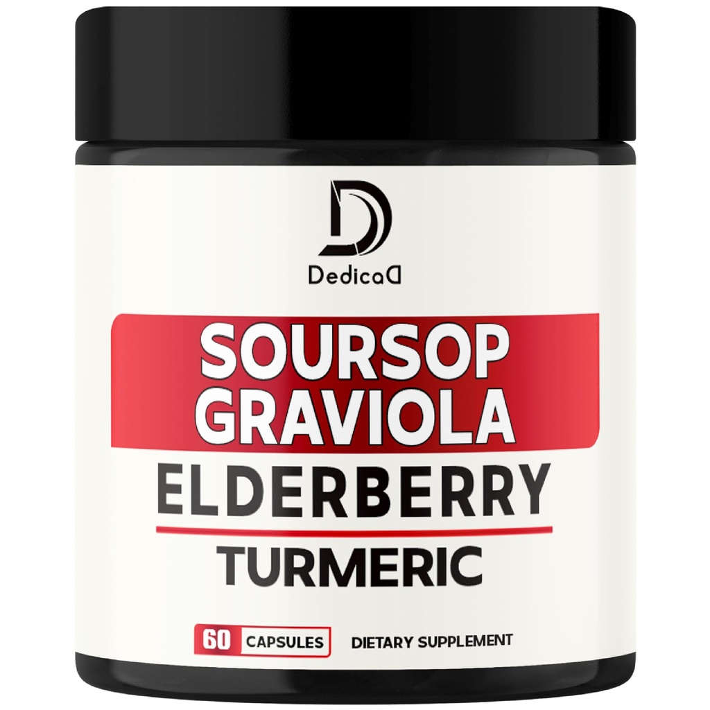 11in1 Graviola Soursop Kapsler - Blandet med eldrebær, gurkemeie, Ginger, Melk Thistle, Cranberry og mer - Støtte Positiv Mood, Immunsystem og Kroppsledelse
