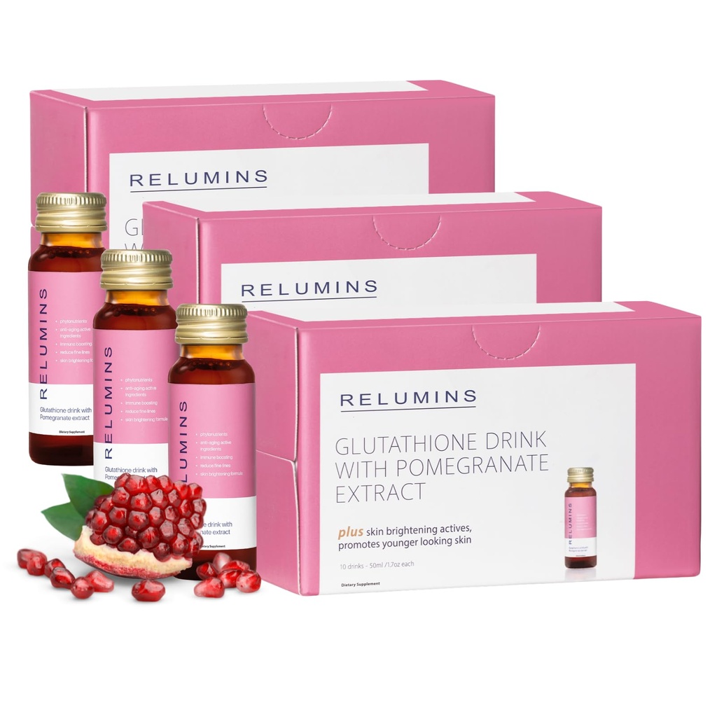 Aluminium Glutathione Hydration Shots - Post-Summer hud gjenoppretting & kaldt vær Hydration - kollagen-boosting & laget i USA - Pomegranate Flavor - 30 flasker x 50 ml
