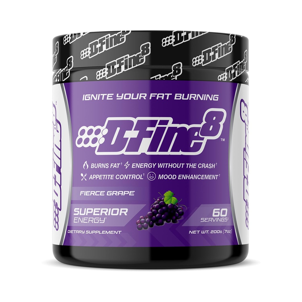Thermogenic Pre-Workout Energi pulver & Shredding Supplement, Boost Energy Mood & Focus, Sukkerfri, Inneholder Senactiv, Endurance, 300mg Koffein, N-Acetyl-L-Tyrosin (Fierce Grape)