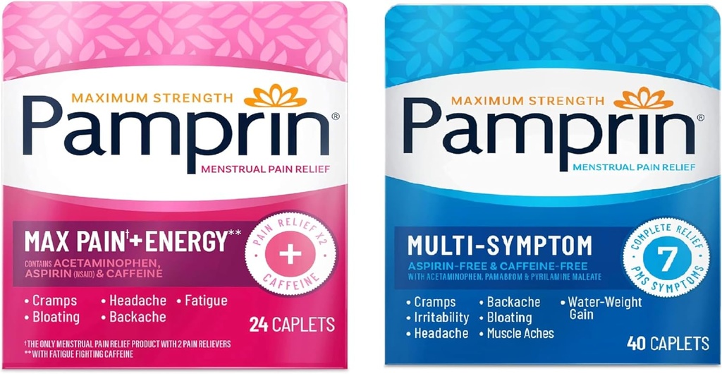Pamprin Multi-Symptom og Max smerte + Energi Periode Relief Bundle