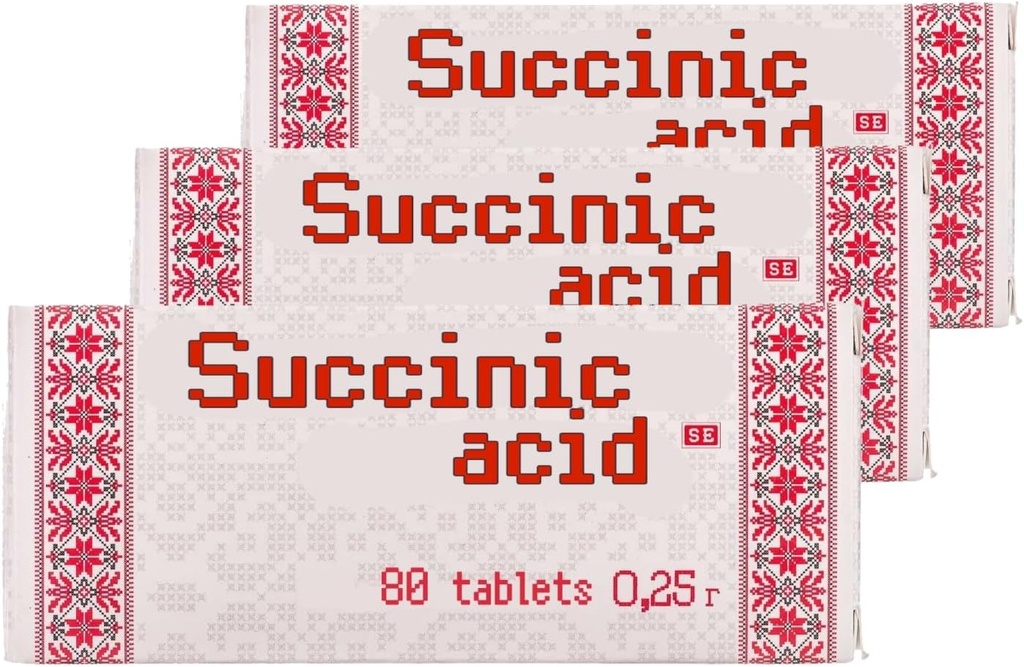 3 x Succinic Acid Amber Acid 80 tabletter – Totalt 240 tabletter