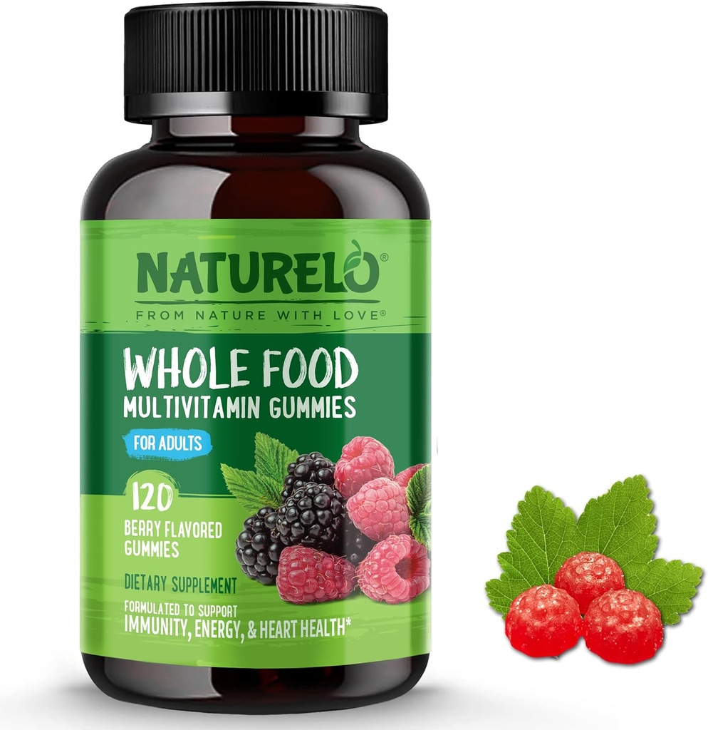 NATURELO Hele Maten Vitamin Gummies for voksne - Chewable Gummy Multivitamin for menn og kvinner - 120 Vegan Gummies