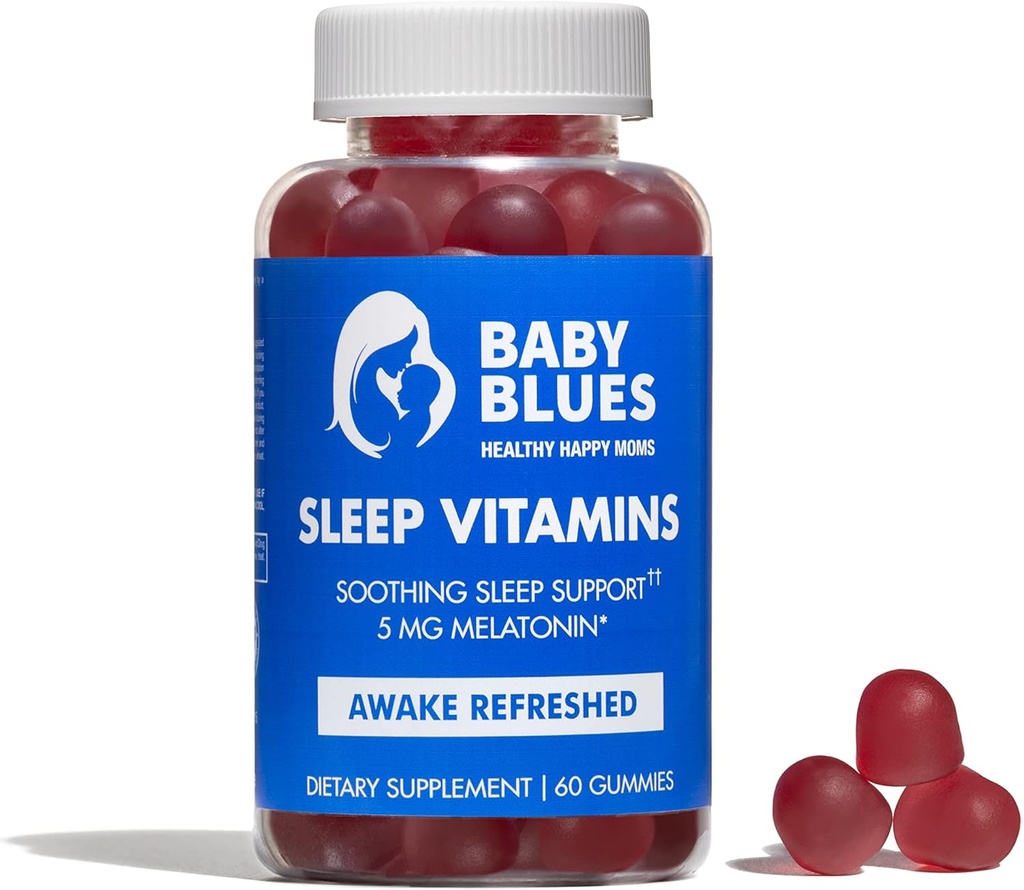Baby Blå: sove vitaminer for mødre - 5 mg Melatonin Strawberry Flavored Gummies