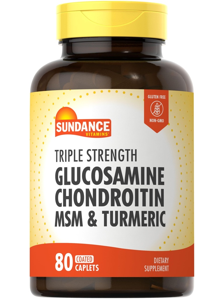 Sundance glukosamine Chondroitin med MSM og gurkemeie ® 80 kapeller ® Triple Styrke Formel ® Ikke-GMO og Glutenfri Supplement