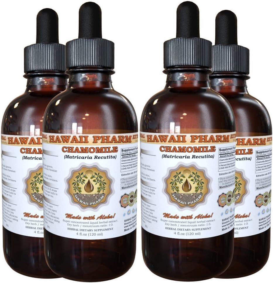 Kamille flytende ekstrakt, organisk kamille (matricaria recutita) Tinktur Supplement 4x4 oz