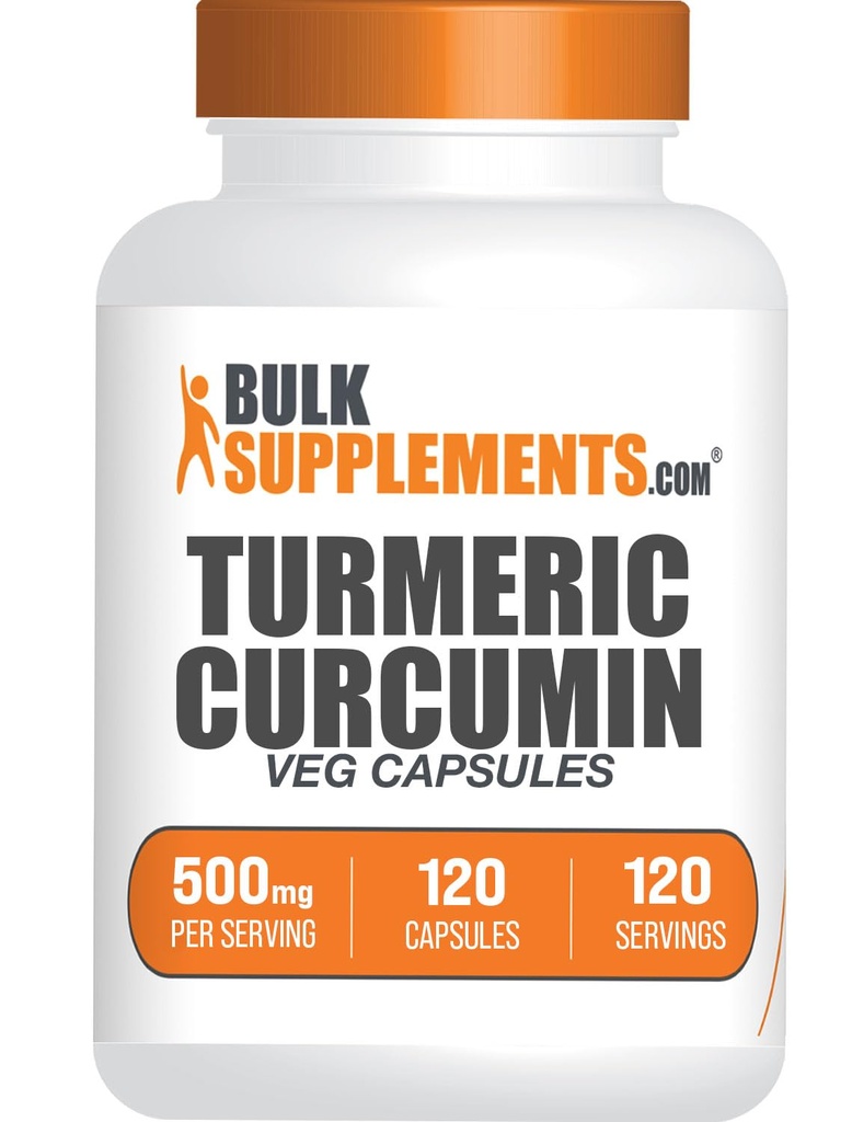 BulkSupplements.com Turmeric 500mg Extract Capsules - Curcumin Supplements, Turmeric Curcumin - Glutenfri,120 Veg Kapsler (pakke med 1)