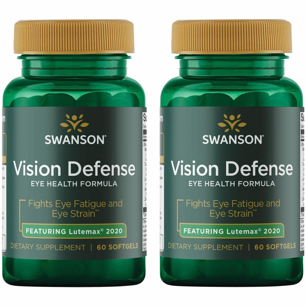 Swanson Vision Defense Antioksidant Vision Helse Supplement Lutein Zeaxanthin Astaxanthin Broccoli Extract Bilbær Ekstrakt 60 Softgels Sgels (2 pakke)
