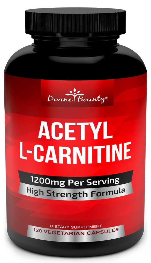 Divine Bounty Acetyl L-karnitin piller 1200 mg Per servering - L Carnitine Supplement 120 vegetariske kapsler